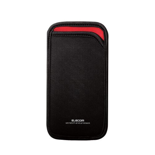 スマートフォン用スリップインポーチ/背面ポケット付き/Sサイズ/ブラック