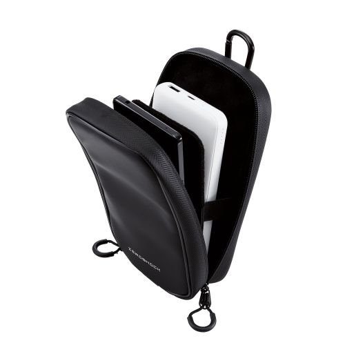 スマートフォン用キャリングポーチ/ZEROSHOCK/カラビナ付き/ベルトループ/3WAY装着/ダブルポケット/Lサイズ/ブラック