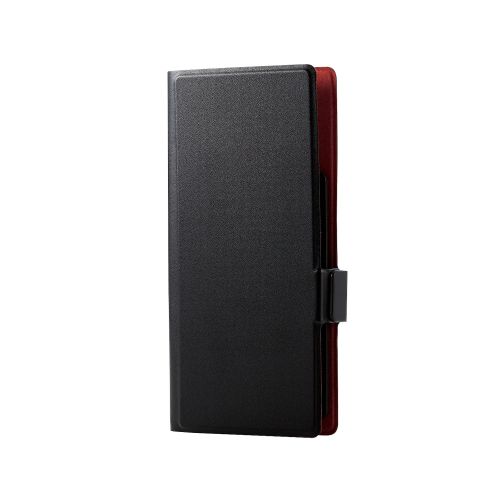 スマートフォン用マルチレザーケース/スライド式/手帳型/UltraSlim/薄型/磁石付き/Lサイズ/ブラック