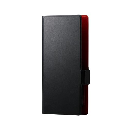 スマートフォン用マルチケース/合成皮革/横開き式/手帳型/UltraSlim/薄型/磁石付き/Lサイズ/ブラック