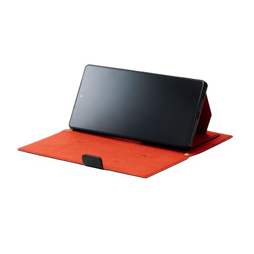 スマートフォン用マルチケース/合成皮革/横開き式/手帳型/UltraSlim/薄型/磁石付き/Lサイズ/ブラック