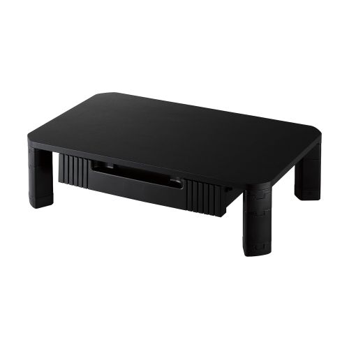 モニタースタンド/高さ調節可能/収納引き出し付/ブラック