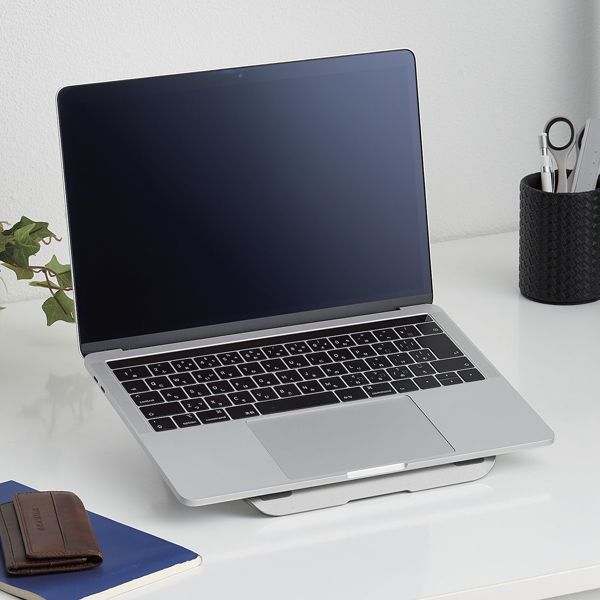 ノートPCスタンド/アルミ合金/折り畳み式/シルバー