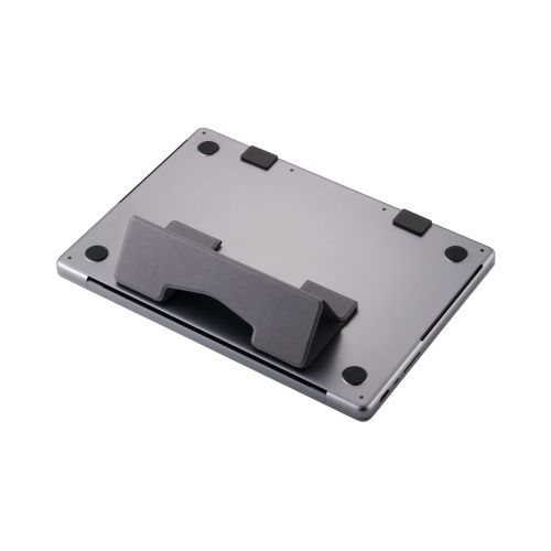 ノートPCスタンド/薄型/レザー/粘着式/ロング/グレー