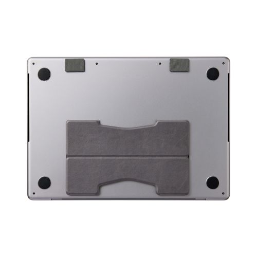 ノートPCスタンド/薄型/レザー/粘着式/ロング/グレー