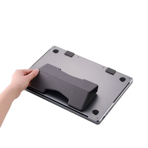 ノートPCスタンド/薄型/レザー/粘着式/ロング/グレー