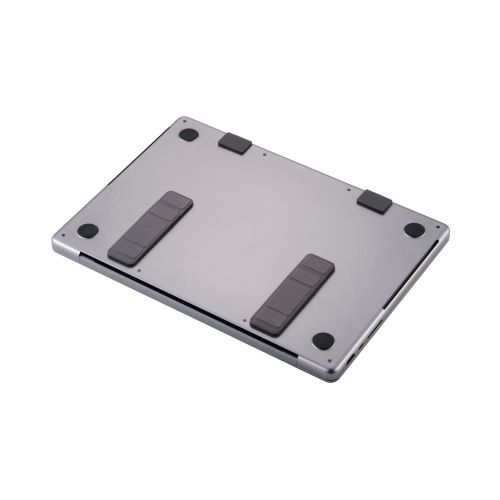 ノートPCスタンド/薄型/レザー/粘着式/ショート/グレー