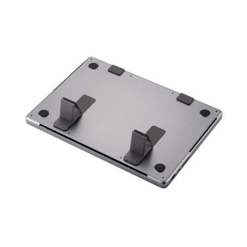 ノートPCスタンド/薄型/レザー/粘着式/ショート/グレー