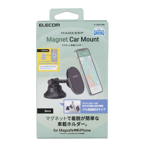 車載アクセサリー/スマホホルダー/マグネット吸着/ゲル吸盤タイプ/ブラック