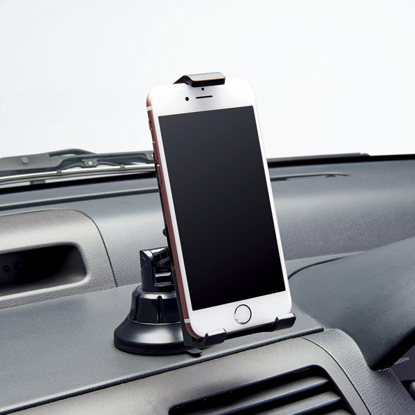車載アクセサリー/スマホ・タブレット対応スタンド/ゲル吸盤タイプ/ブラック