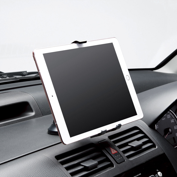 車載アクセサリー/スマホ・タブレット対応スタンド/ゲル吸盤タイプ/ブラック