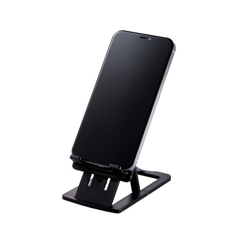 スマートフォン用スタンド/コンパクト/薄型/軽量/高さ調節可能/ブラック