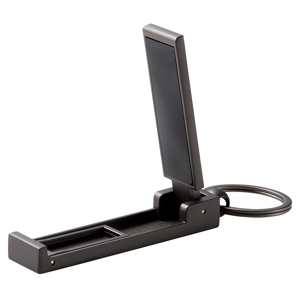 スマートフォン用スタンド/コンパクト/バッグハンガー機能付/マットブラック