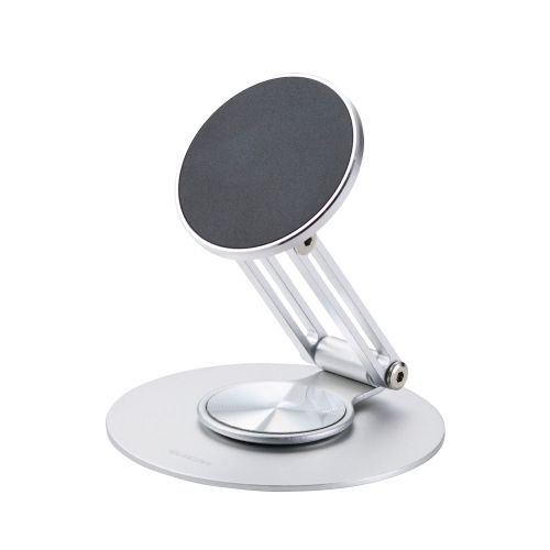 スマホスタンド/薄型/MagSafe対応/角度調整/360°回転/メタルプレート付属/シルバー