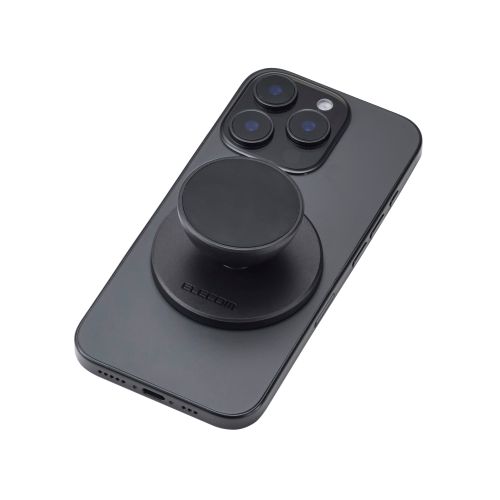 スマホアタッチメント/両面マグネット吸着/持ち運び/スタンド機能/モバピタselfie/メタルプレート付属/ブラック