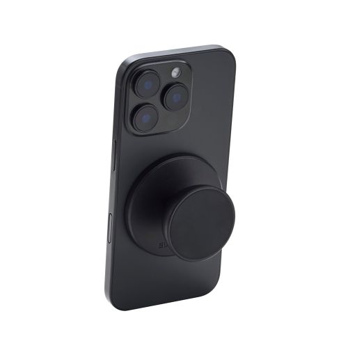 スマホアタッチメント/両面マグネット吸着/持ち運び/スタンド機能/モバピタselfie/メタルプレート付属/ブラック