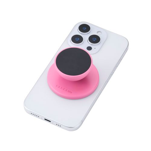 スマホアタッチメント/両面マグネット吸着/持ち運び/スタンド機能/モバピタselfie/メタルプレート付属/ピンク