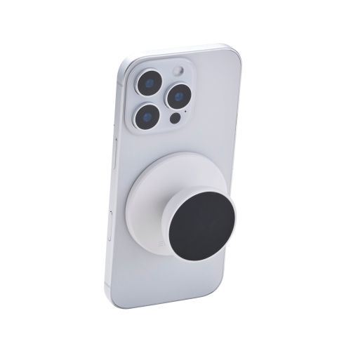 スマホアタッチメント/両面マグネット吸着/持ち運び/スタンド機能/モバピタselfie/メタルプレート付属/ホワイト