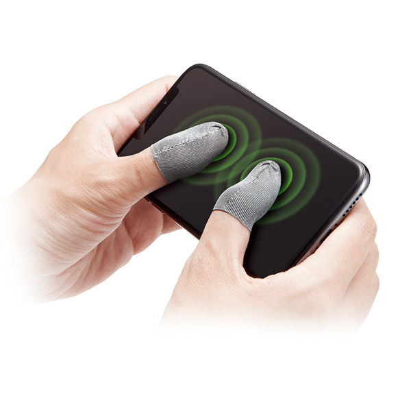 スマートフォン用ゲームアクセサリ/フィンガーキャップ/銀繊維/Fサイズ/4個入り/シルバー