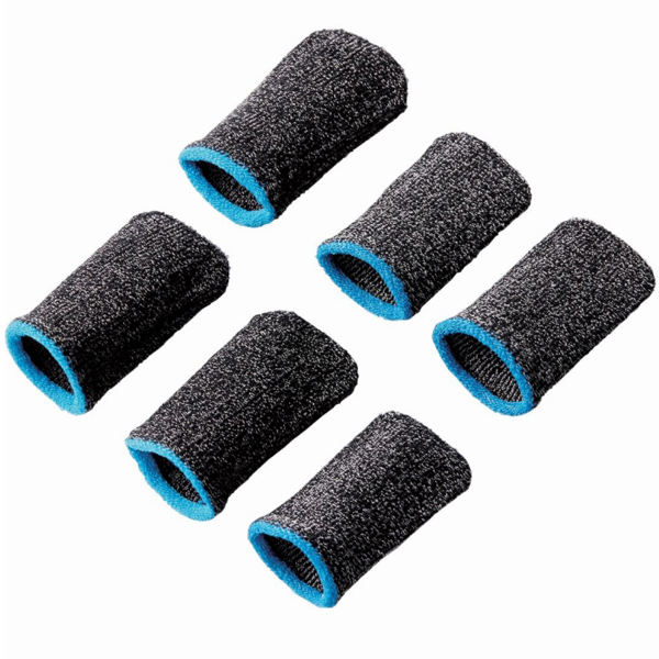 スマホ用ゲームアクセサリ/フィンガーキャップ/導電性繊維/フリーサイズ/6個入り/グレー