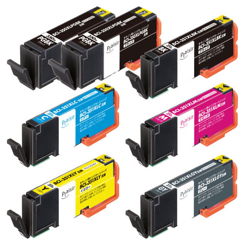 プレジール汎用インク/CANON/350351シリーズ6色パック+350ブラック1個セット