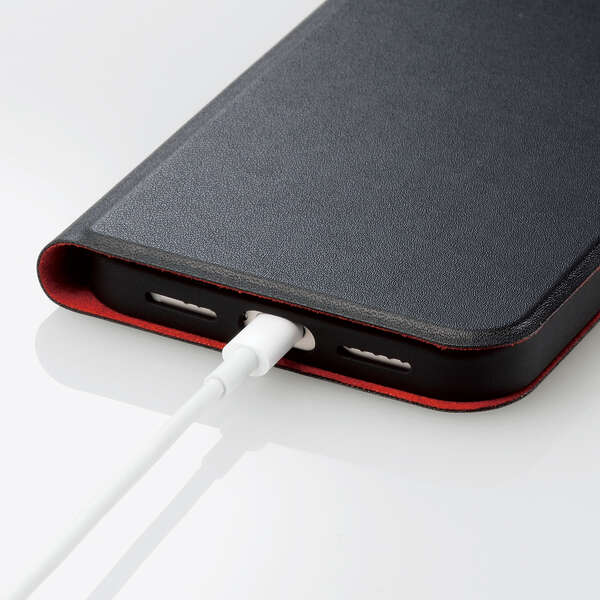 iPhone 12/iPhone 12 Pro用レザーケース/手帳型/UltraSlim/薄型/磁石付き/ブラック