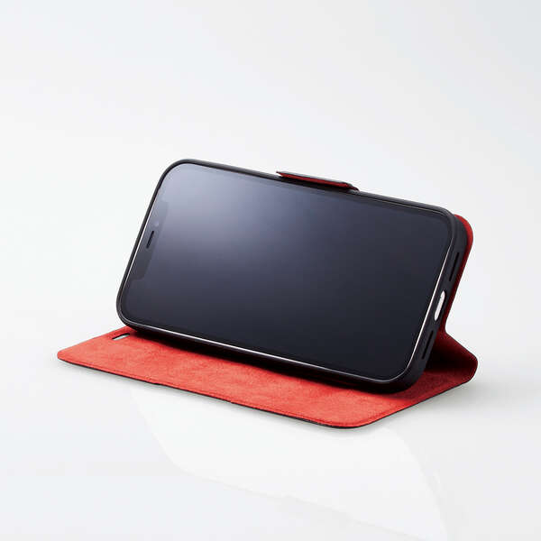 iPhone 12/iPhone 12 Pro用レザーケース/手帳型/UltraSlim/薄型/磁石付き/ブラック