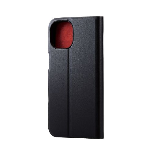 iPhone 14/iPhone 13用レザーケース/手帳型/UltraSlim/薄型/磁石付き/ブラック
