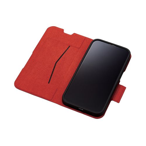 iPhone 14/iPhone 13用レザーケース/手帳型/UltraSlim/薄型/磁石付き/ブラック