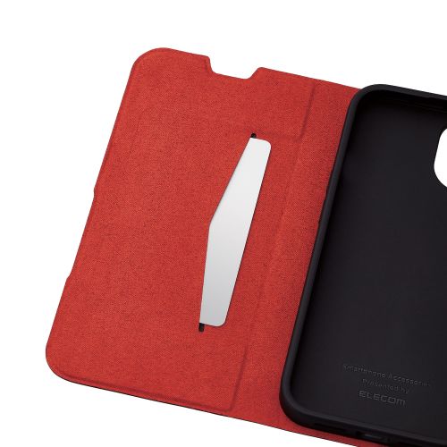 iPhone 14/iPhone 13用レザーケース/手帳型/UltraSlim/薄型/磁石付き/ブラック