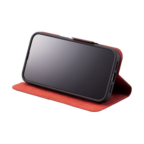 iPhone 14/iPhone 13用レザーケース/手帳型/UltraSlim/薄型/磁石付き/ブラック