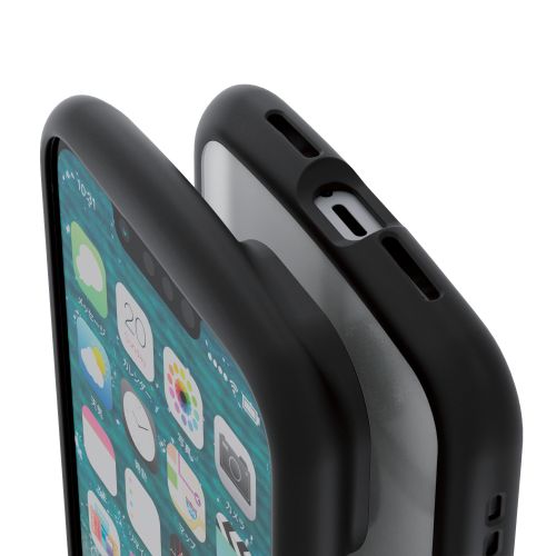 iPhone 14/iPhone 13用ハイブリッドケース/TOUGH SLIM LITE/フレームカラー/背面クリア/リング付き/ブラック