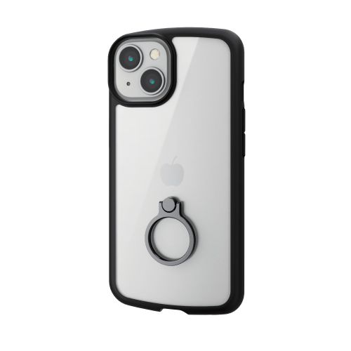 iPhone 14/iPhone 13用ハイブリッドケース/TOUGH SLIM LITE/フレームカラー/背面クリア/リング付き/ブラック