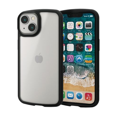 iPhone 14/iPhone 13用ハイブリッドケース/TOUGH SLIM LITE/フレームカラー/背面クリア/シルキークリア/ブラック