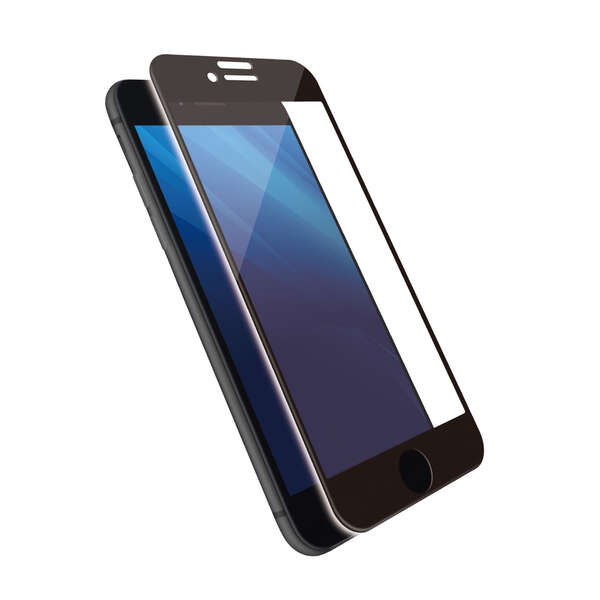 iPhone SE 第3世代/SE 第2世代/8/7/6s/6用フルカバーガラスフィルム/フレーム付き/ブルーライトカット/ブラック