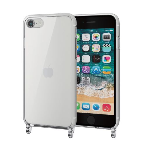 iPhone SE 第3世代/SE 第2世代/8/7用ハイブリッドケース/スマホショルダーストラップホール付き/クリア