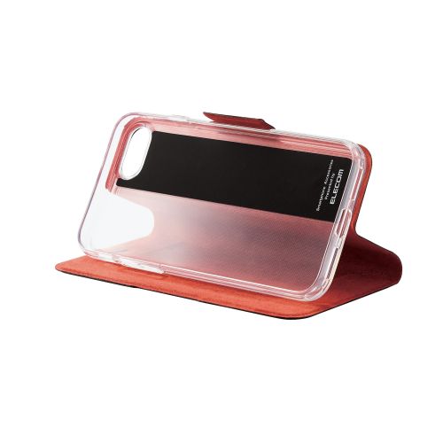 iPhone SE 第3世代/SE 第2世代/8/7用レザーケース/手帳型/UltraSlim/薄型/磁石付き/クリアケース/ブラック