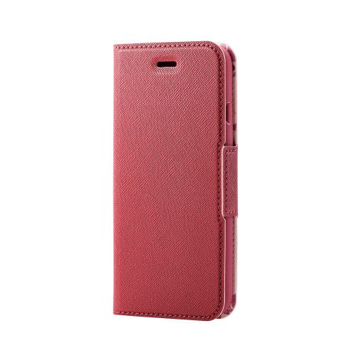 iPhone SE 第3世代/SE 第2世代/8/7用レザーケース/手帳型/UltraSlim/Flowers/薄型/磁石付き/ディープピンク