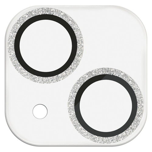 iPhone 15/iPhone 15 Plus用カメラレンズカバー/ガラス/&Me/グリッター仕様/シルバー