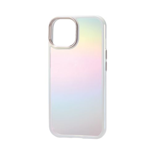 iPhone 15用ハイブリッドケース/&Me/オーロラ/ストラップシート付属/フレームカラー/ホワイト