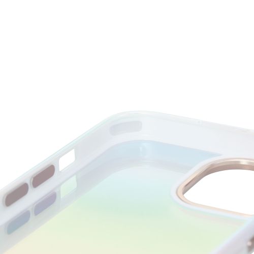 iPhone 15用ハイブリッドケース/&Me/オーロラ/ストラップシート付属/フレームカラー/ホワイト