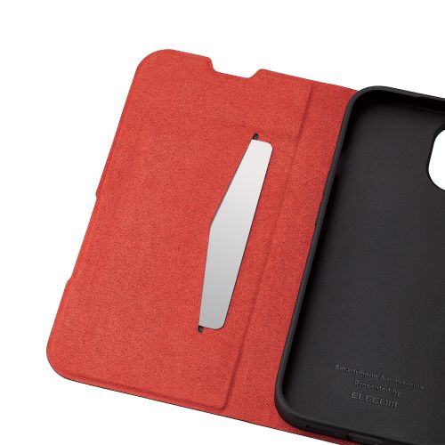 iPhone 15用レザーケース/手帳型/UltraSlim/薄型/磁石付き/ブラック