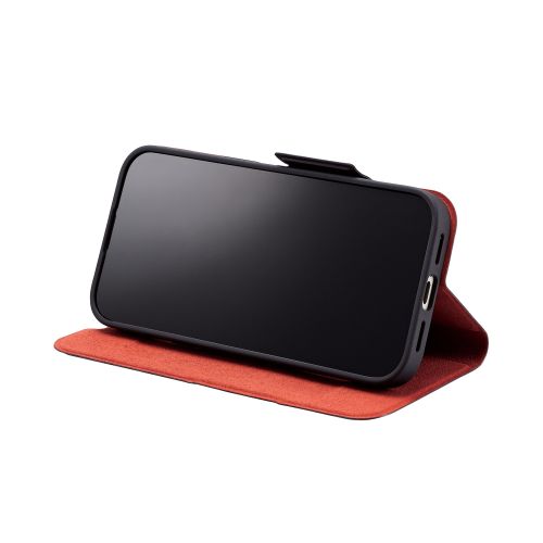 iPhone 15用レザーケース/手帳型/UltraSlim/薄型/磁石付き/ブラック