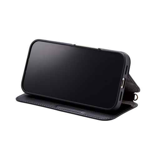 iPhone 15用レザーケース/手帳型/耐衝撃/NEUTZ/磁石付き/ブラック