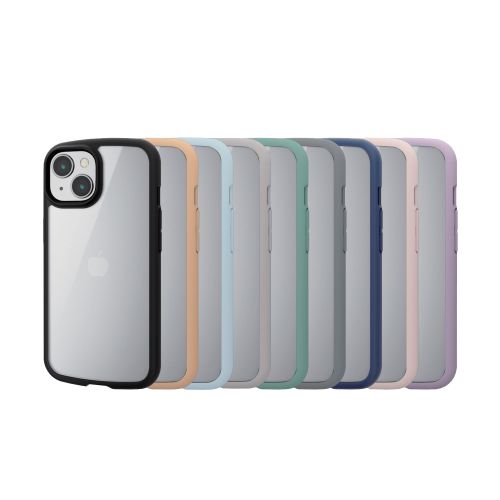 iPhone 15用ハイブリッドケース/TOUGH SLIM LITE/フレームカラー/背面クリア/ストラップシート付属/ブラック