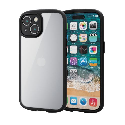iPhone 15用ハイブリッドケース/TOUGH SLIM LITE/フレームカラー/背面クリア/極限保護/ブラック