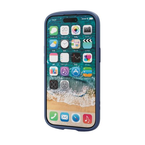 iPhone 15用ハイブリッドケース/TOUGH SLIM LITE/フレームカラー/背面クリア/極限保護/ネイビー