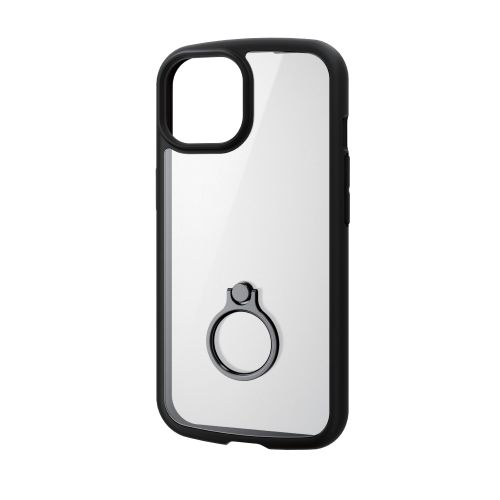 iPhone 15用ハイブリッドケース/TOUGH SLIM LITE/フレームカラー/背面クリア/リング付き/ストラップシート付属/ブラック