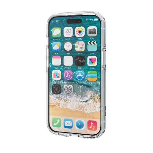 iPhone 15用ソフトケース/TOUGH SLIM LITE/衝撃吸収/ストラップシート付属/クリア
