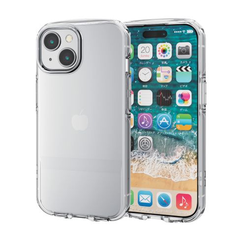 iPhone 15用ソフトケース/TOUGH SLIM LITE/衝撃吸収/ストラップシート付属/クリア